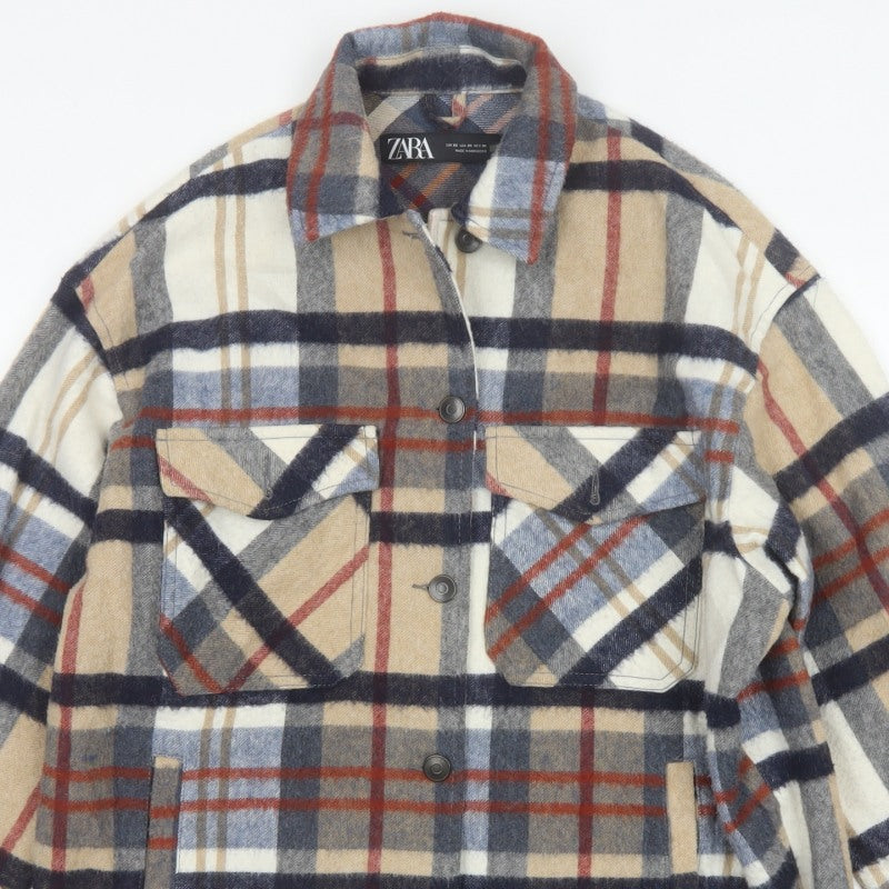 Zara Women’s Multicoloured Plaid Wool Blend Jacket XS Collared