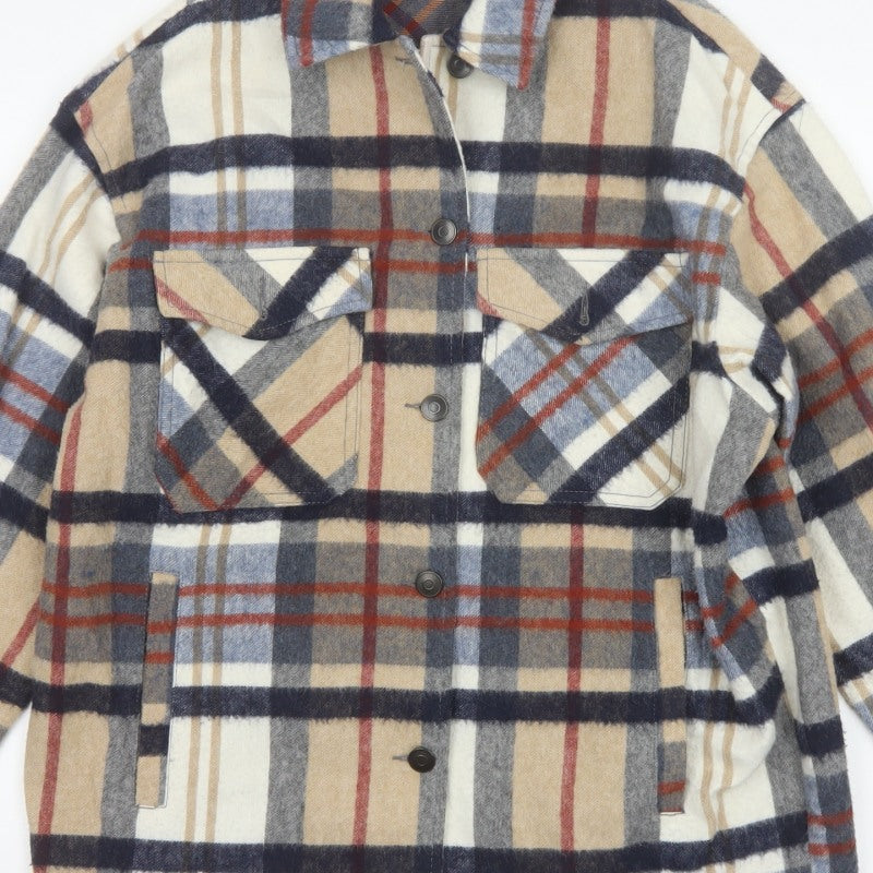 Zara Women’s Multicoloured Plaid Wool Blend Jacket XS Collared