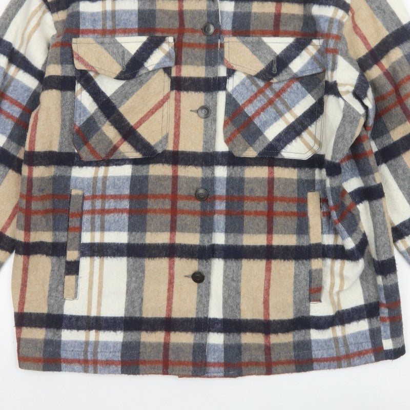 Zara Women’s Multicoloured Plaid Wool Blend Jacket XS Collared