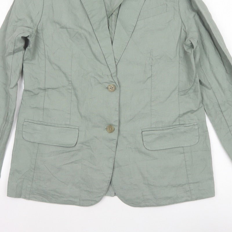 Lands' End Women's Green M Linen Tailored Single-Breasted Blazer