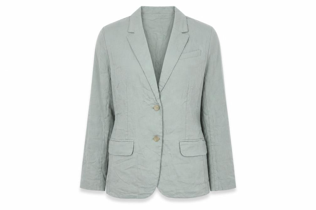 Lands' End Women's Green M Linen Tailored Single-Breasted Blazer