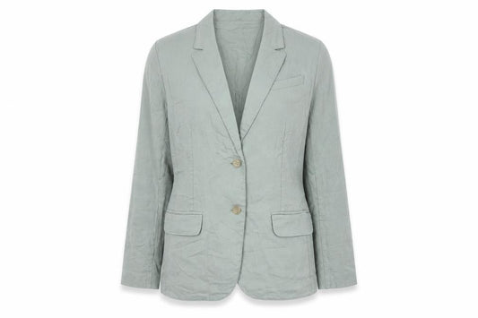 Lands' End Women's Green M Linen Tailored Single-Breasted Blazer