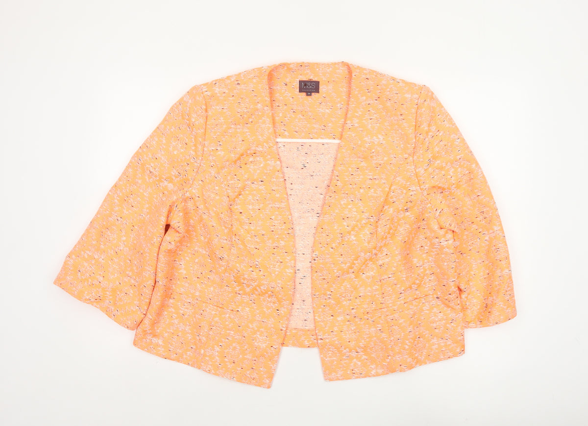 Marks and Spencer Women Orange Size 20 Open Kimono Jacket Textured