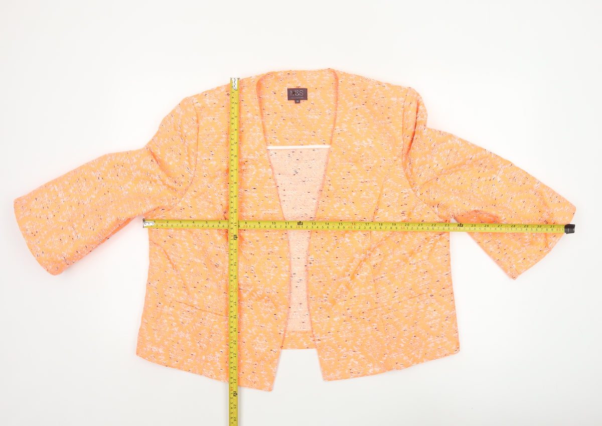 Marks and Spencer Women Orange Size 20 Open Kimono Jacket Textured