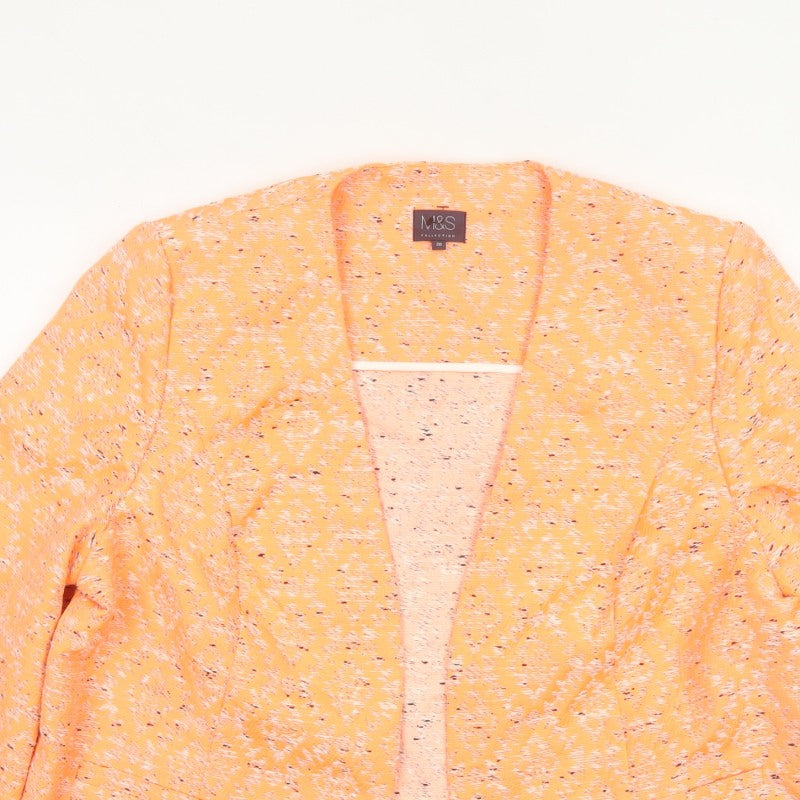 Marks and Spencer Women Orange Size 20 Open Kimono Jacket Textured