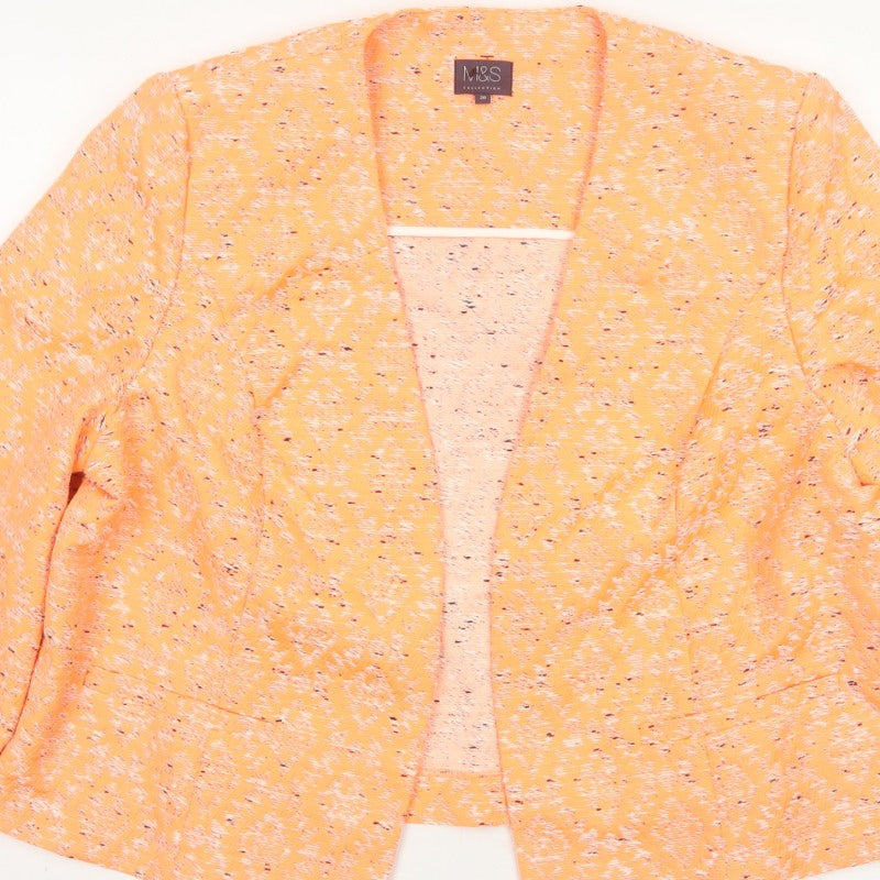Marks and Spencer Women Orange Size 20 Open Kimono Jacket Textured