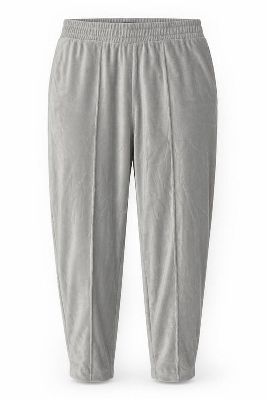 M&S Women Grey Size 14 Corduroy Tapered Elastic Waist Jogger Trousers