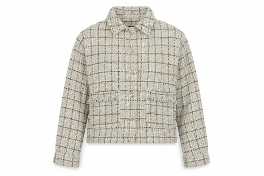 Next Women’s Multicolour Tweed Check Jacket UK 14 Gold Button
