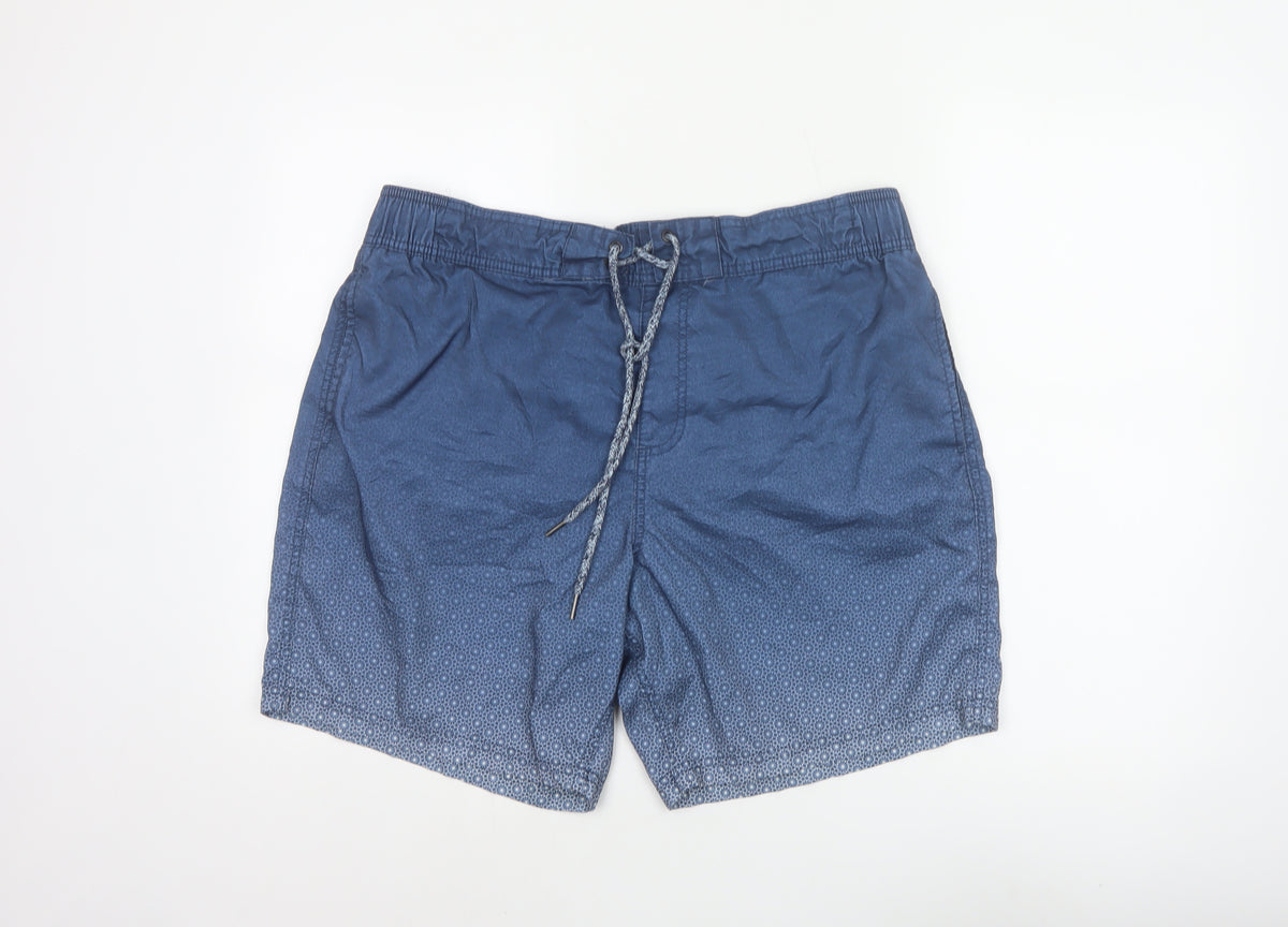 Marks and Spencer Men’s Blue XL Geometric Swim Shorts Drawstring