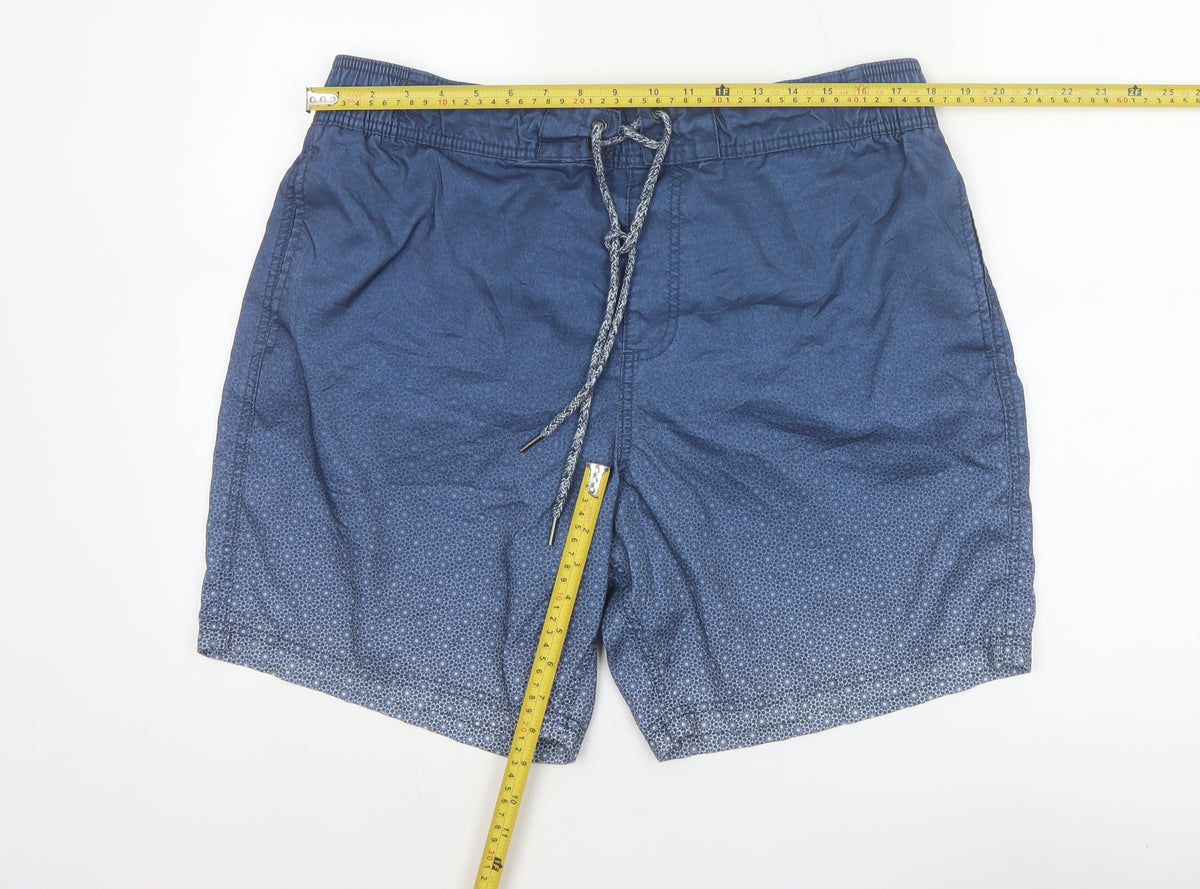 Marks and Spencer Men’s Blue XL Geometric Swim Shorts Drawstring