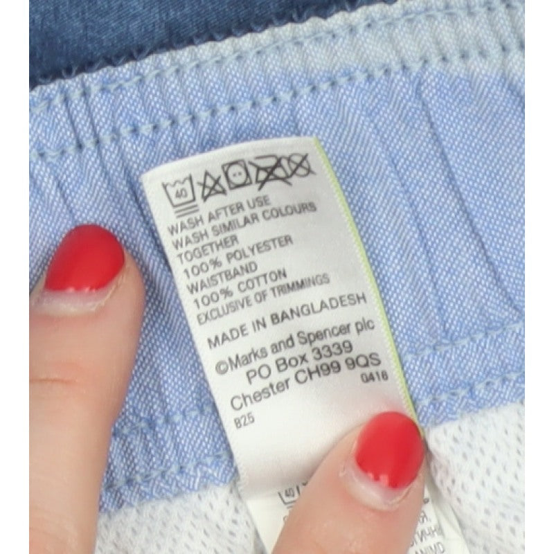 Marks and Spencer Men’s Blue XL Geometric Swim Shorts Drawstring