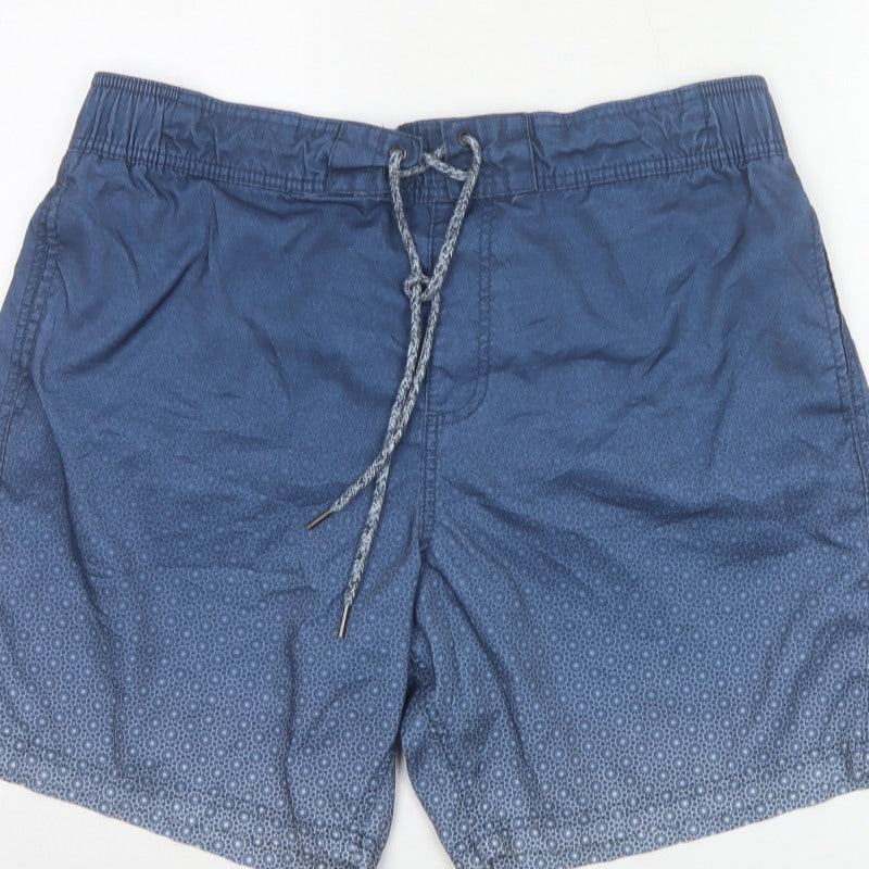 Marks and Spencer Men’s Blue XL Geometric Swim Shorts Drawstring