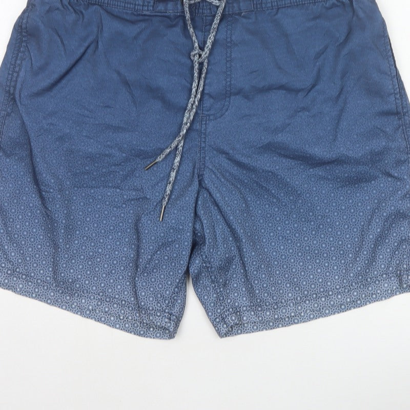 Marks and Spencer Men’s Blue XL Geometric Swim Shorts Drawstring