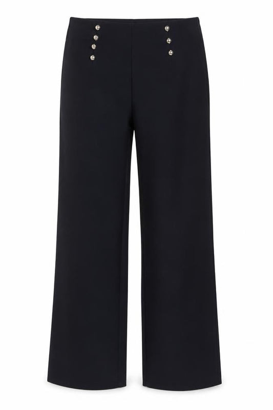 Yu & Me Women’s Navy XL High Rise Wide-Leg Button Dress Trousers