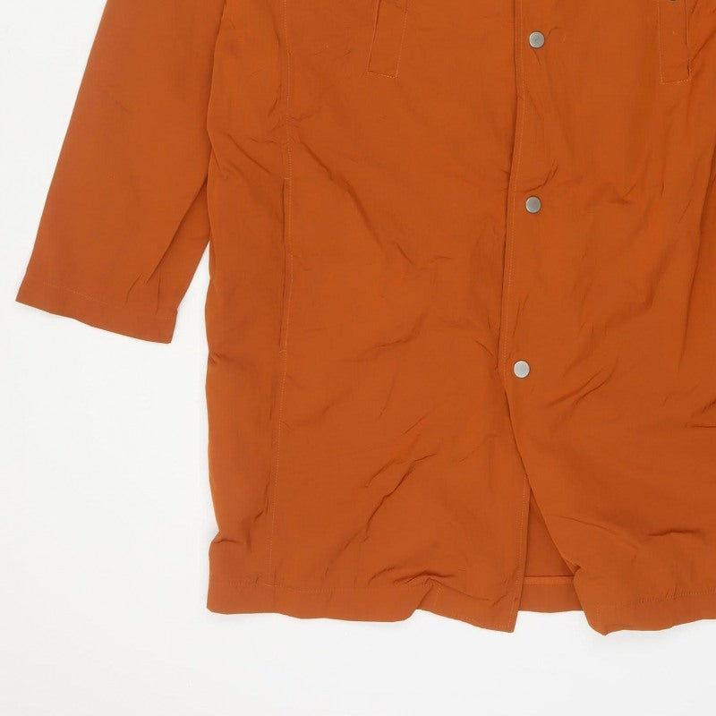 Topman Men's Orange XL Lightweight Snap Rain Coat Unlined
