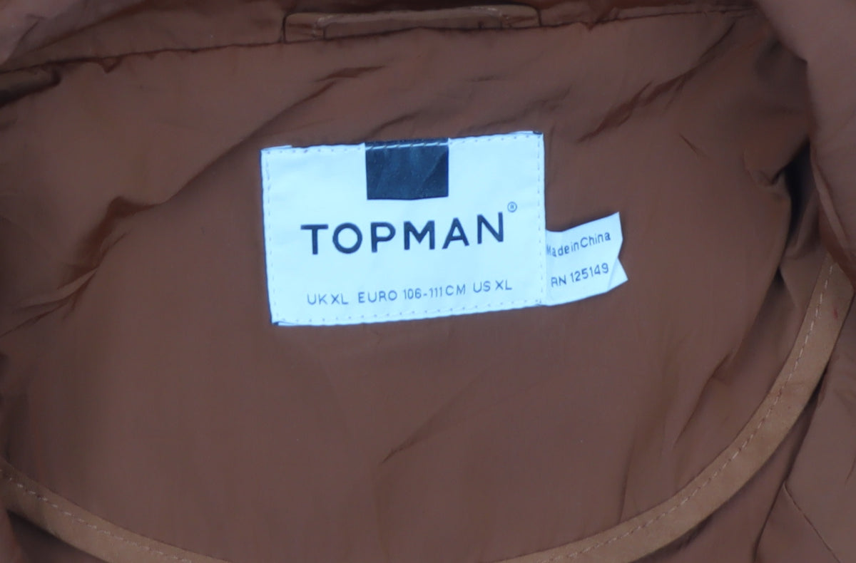 Topman Men's Orange XL Lightweight Snap Rain Coat Unlined