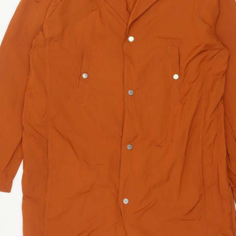 Topman Men's Orange XL Lightweight Snap Rain Coat Unlined