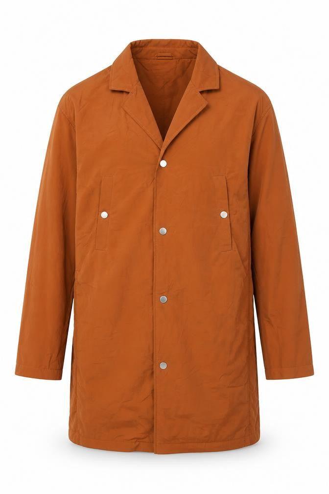 Topman Men's Orange XL Lightweight Snap Rain Coat Unlined