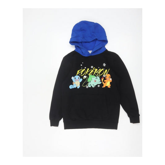 George Boys Black Pokémon Graphic Pullover Hoodie 10-11 Years Blue Hood