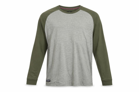 Threadbare Men Grey Green 2XL Raglan Long Sleeve Crew Neck Top