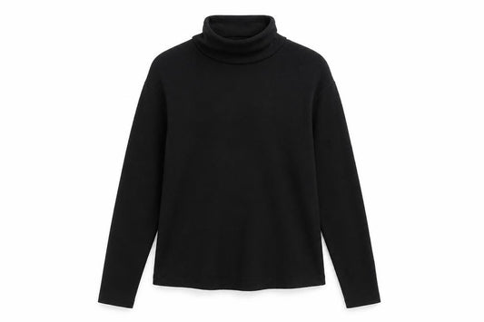 Simply Be Women’s Black UK 22 Rib Knit Roll Neck Long Sleeve Top