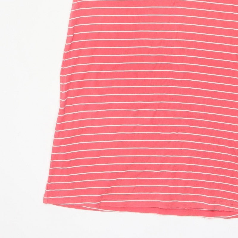 Marks & Spencer Women Pink Stripe Sleeveless Collared Shift Dress UK 14