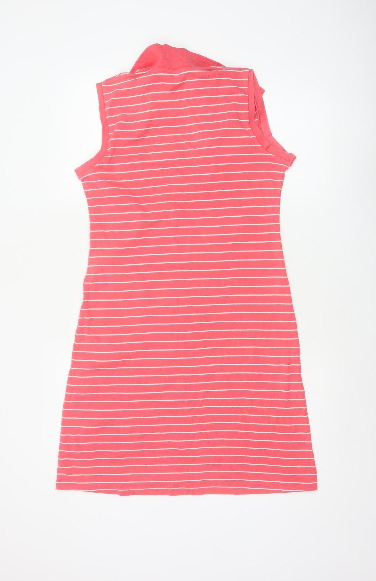 Marks & Spencer Women Pink Stripe Sleeveless Collared Shift Dress UK 14