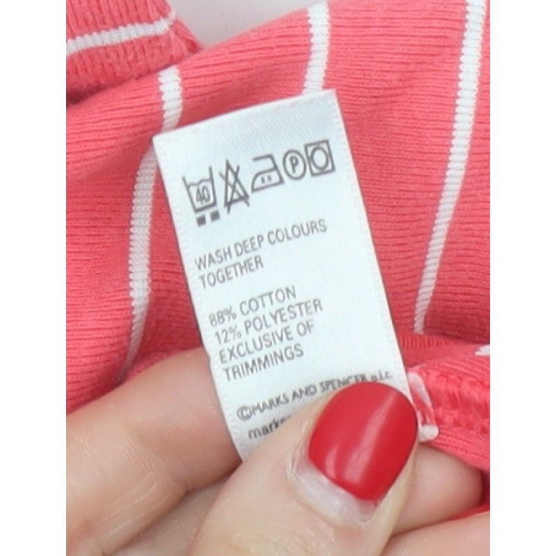 Marks & Spencer Women Pink Stripe Sleeveless Collared Shift Dress UK 14