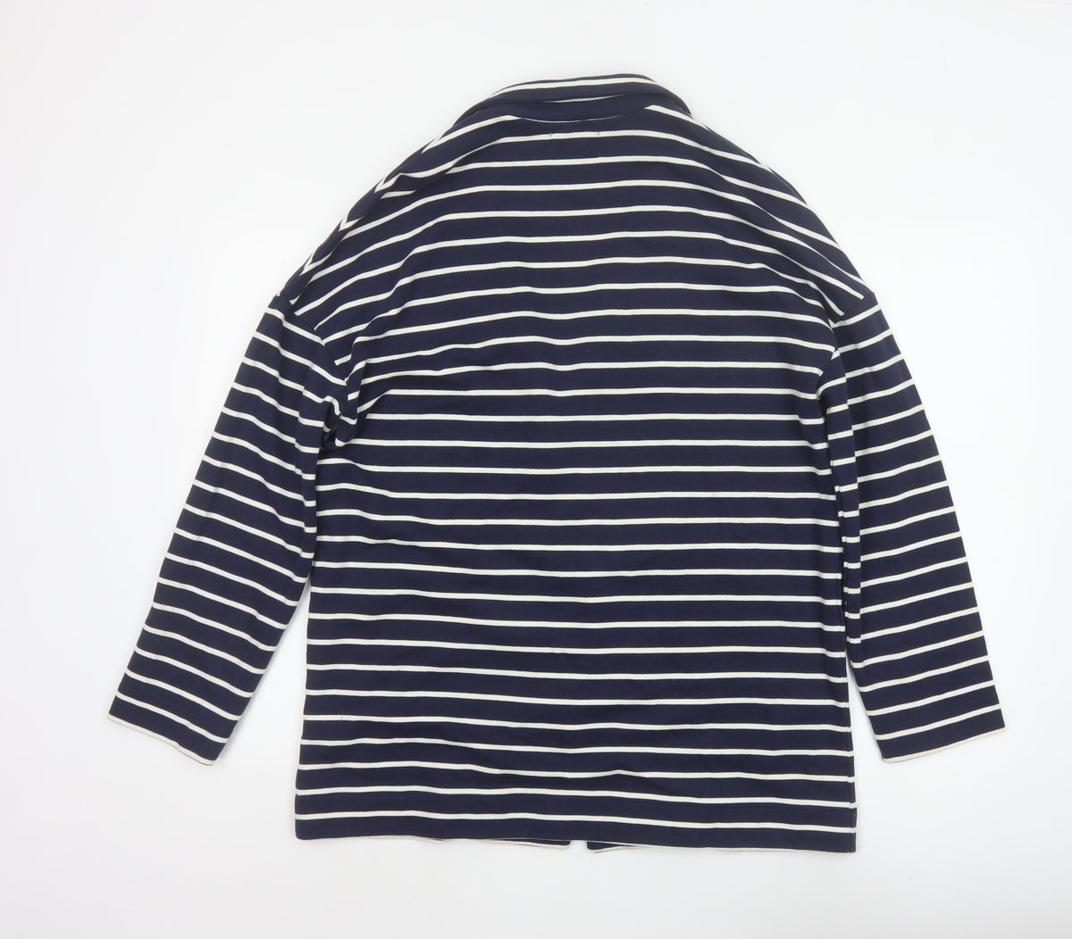 People Tree Women's Blue White Stripe L Organic Cotton Blazer Jacket