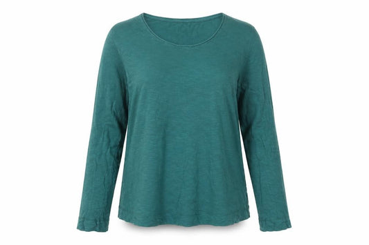 Seasalt Cornwall Women Green Size 12 Organic Cotton Long Sleeve Basic T-Shirt