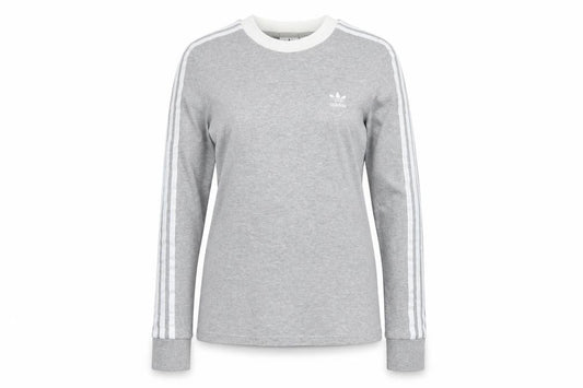 Adidas Women Grey UK 8 Long Sleeve 3-Stripes Jersey T-Shirt