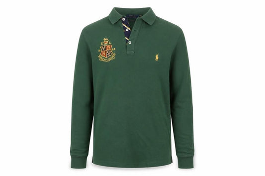 Polo Ralph Lauren Men’s Green S Custom Slim Fit Long Sleeve Crest Polo