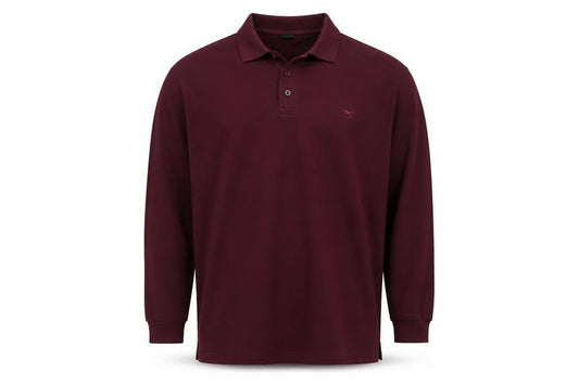 Pegasus Men's Red 2XL Long Sleeve Cotton Polo Shirt Logo