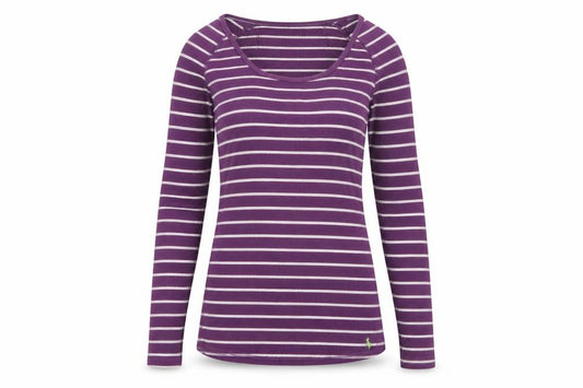 Jack Wills Women Purple UK 10 Striped Long Sleeve Scoop Neck T-Shirt