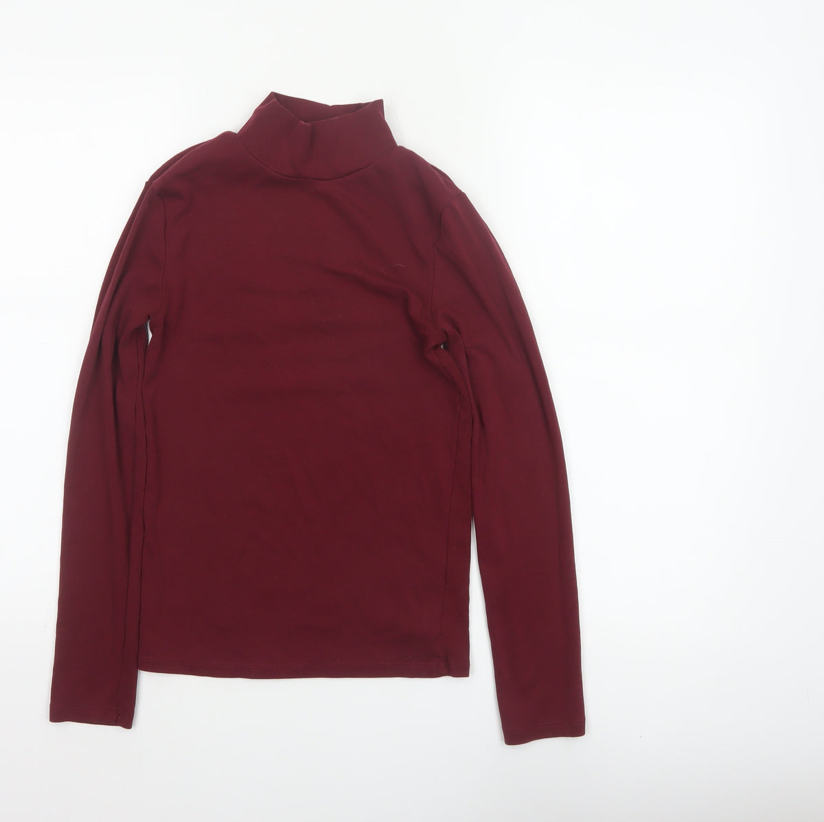Stradivarius Women Red S Basic Stretch Roll Neck Long Sleeve Jersey Top