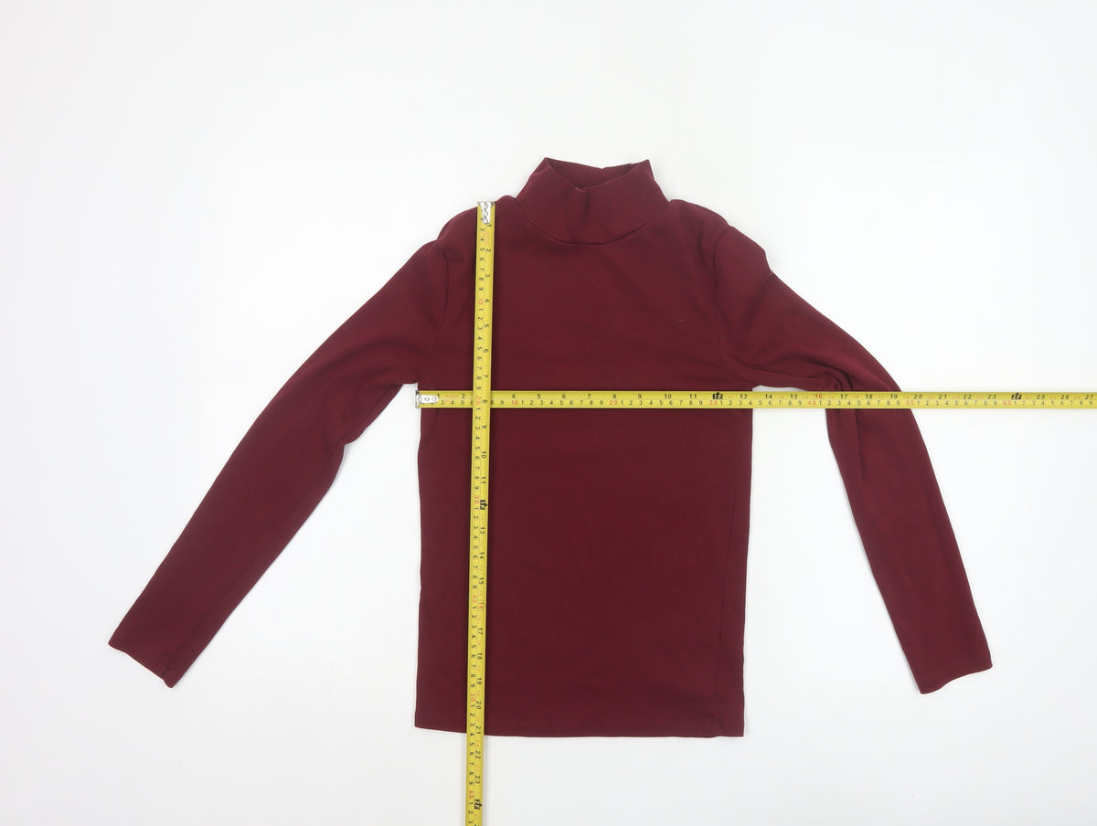Stradivarius Women Red S Basic Stretch Roll Neck Long Sleeve Jersey Top