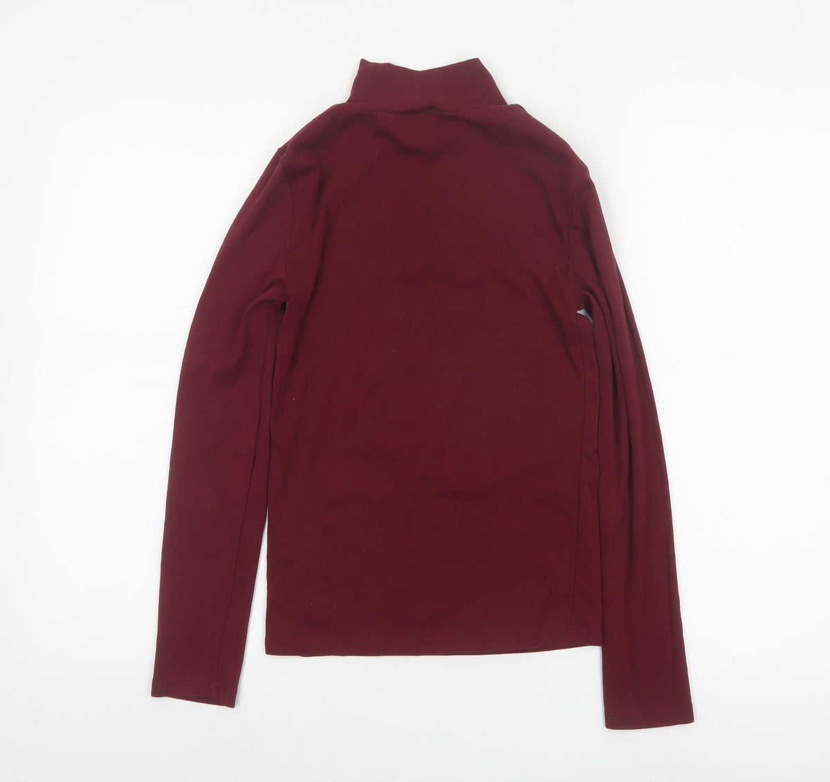 Stradivarius Women Red S Basic Stretch Roll Neck Long Sleeve Jersey Top
