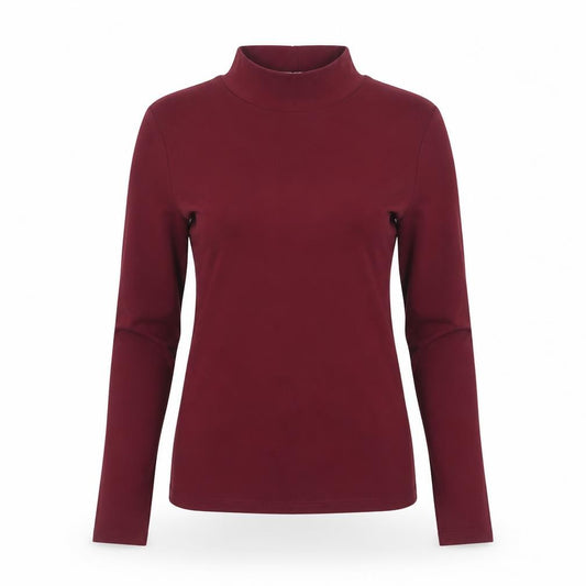 Stradivarius Women Red S Basic Stretch Roll Neck Long Sleeve Jersey Top