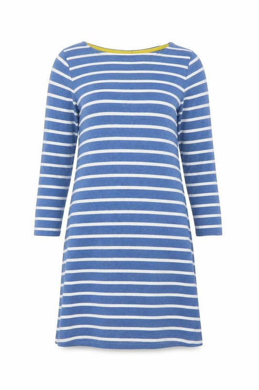 Boden Women Blue White Stripe Cotton Jersey Tunic T-Shirt UK 8 Long Sleeve