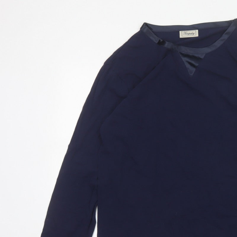 Temperley London Women Blue M Basic Cotton Long Sleeve Blouse