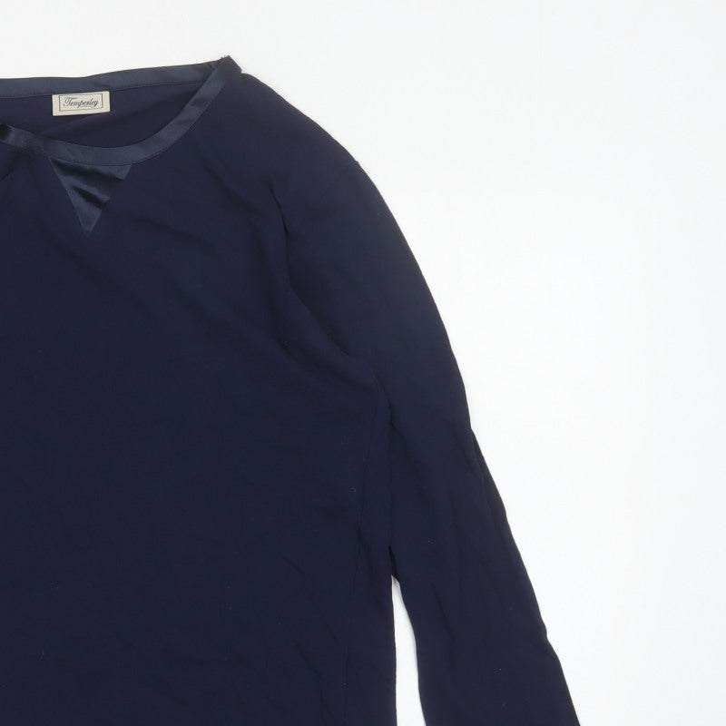 Temperley London Women Blue M Basic Cotton Long Sleeve Blouse