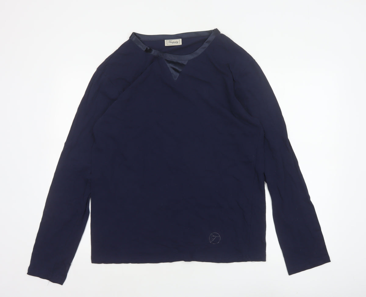 Temperley London Women Blue M Basic Cotton Long Sleeve Blouse