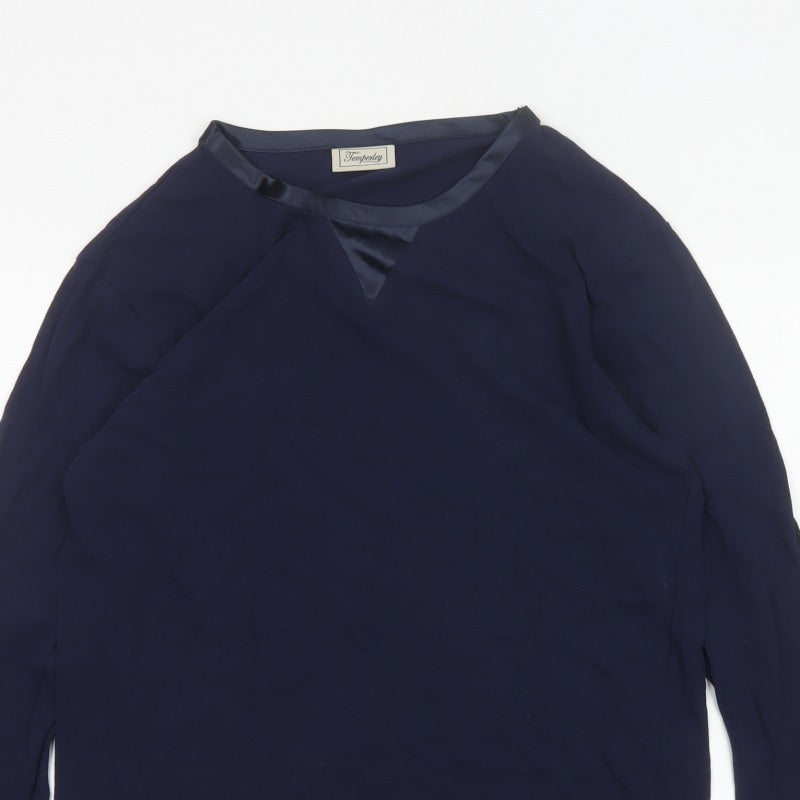 Temperley London Women Blue M Basic Cotton Long Sleeve Blouse