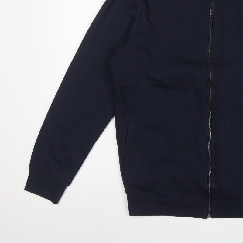 TU Men's Blue M Full Zip High Neck Cotton Blend Sweatshirt