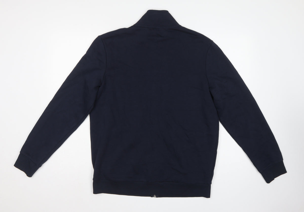 TU Men's Blue M Full Zip High Neck Cotton Blend Sweatshirt