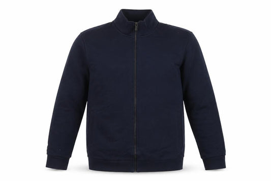 TU Men's Blue M Full Zip High Neck Cotton Blend Sweatshirt