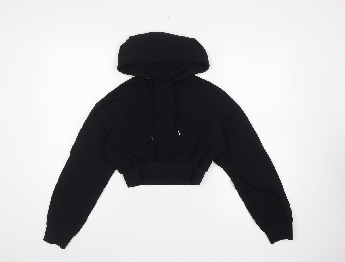 ASOS Women’s Black UK 6 Cropped Pullover Hoodie Cotton