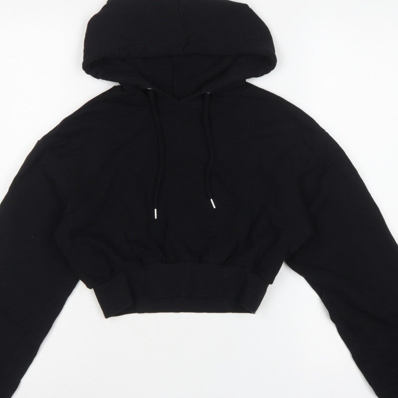 ASOS Women’s Black UK 6 Cropped Pullover Hoodie Cotton