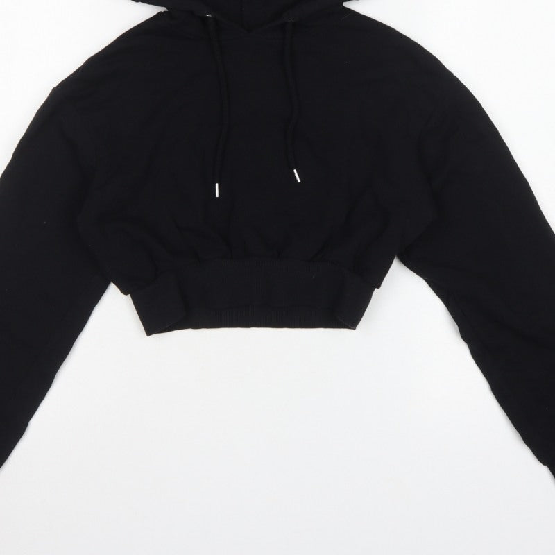 ASOS Women’s Black UK 6 Cropped Pullover Hoodie Cotton