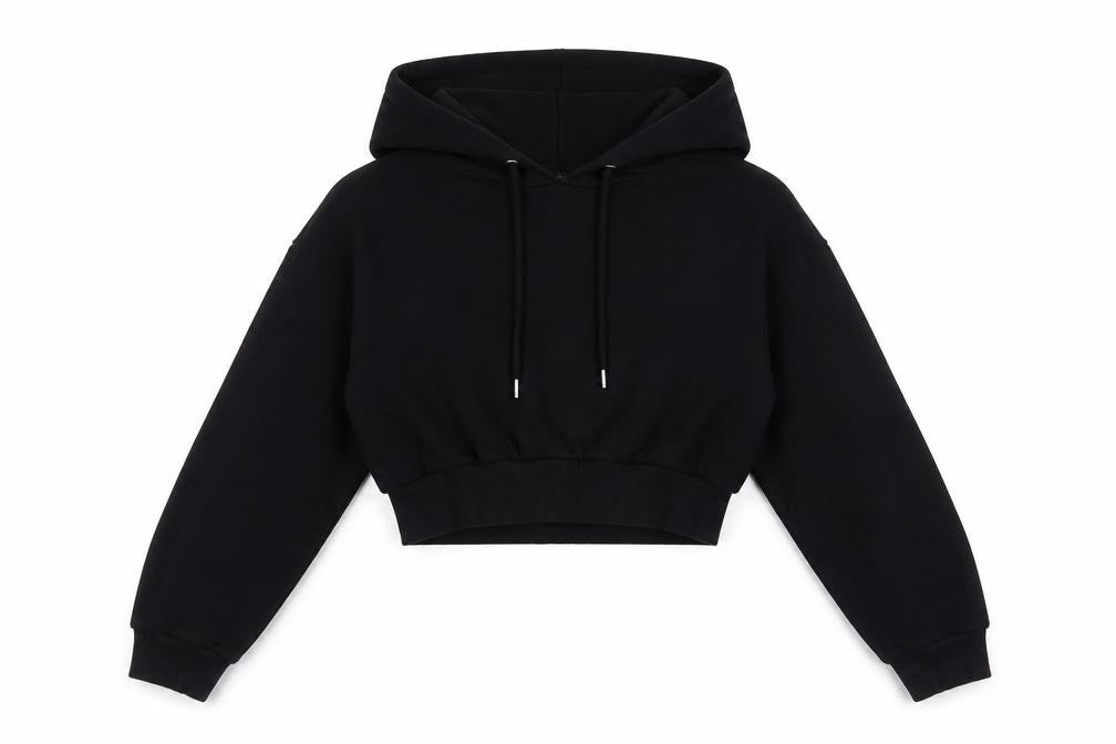 ASOS Women’s Black UK 6 Cropped Pullover Hoodie Cotton
